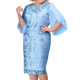 Women's Lace Overlay 3-5XL Fashion Designer Midi Dresses (Plus Size)