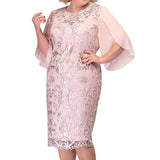 Women's Lace Overlay 3-5XL Fashion Designer Midi Dresses (Plus Size)