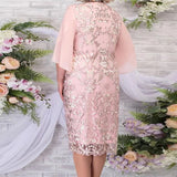 Women's Lace Overlay 3-5XL Fashion Designer Midi Dresses (Plus Size)