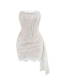 Women's Lace Strapless Fashion Designer Mini Dresses (Short)