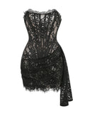 Women's Lace Strapless Fashion Designer Mini Dresses (Short)