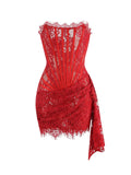 Women's Lace Strapless Fashion Designer Mini Dresses (Short)