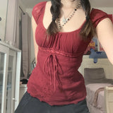 Women's Lace Trim Corset Tops Fashion Designer S-XL T-Shirts