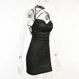 Women's Lace Up Bodycon Sequins Fashion Designer Dresses (Short)-Women's Fashion Designer Dresses