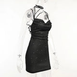 Women's Lace Up Bodycon Sequins Fashion Designer Dresses (Short)
