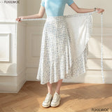 Women's Lace-Up Vintage Retro Floral Fashion Designer Skirts (Midi)-Women's Fashion Designer Skirts-International Women's Clothing