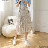Women's Lace-Up Vintage Retro Floral Fashion Designer Skirts (Midi)-Women's Fashion Designer Skirts-International Women's Clothing