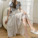 Women's Lace-Up Vintage Retro Floral Fashion Designer Skirts (Midi)-Women's Fashion Designer Skirts-International Women's Clothing