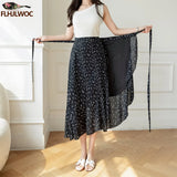 Women's Lace-Up Vintage Retro Floral Fashion Designer Skirts (Midi)-Women's Fashion Designer Skirts-International Women's Clothing