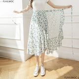 Women's Lace-Up Vintage Retro Floral Fashion Designer Skirts (Midi)-Women's Fashion Designer Skirts-International Women's Clothing