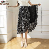 Women's Lace-Up Vintage Retro Floral Fashion Designer Skirts (Midi)-Women's Fashion Designer Skirts-International Women's Clothing