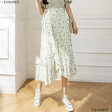 Women's Lace-Up Vintage Retro Floral Fashion Designer Skirts (Midi)-Women's Fashion Designer Skirts-International Women's Clothing