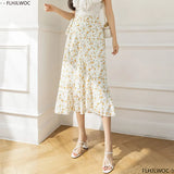 Women's Lace-Up Vintage Retro Floral Fashion Designer Skirts (Midi)-Women's Fashion Designer Skirts-International Women's Clothing