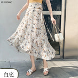 Women's Lace-Up Vintage Retro Floral Fashion Designer Skirts (Midi)-Women's Fashion Designer Skirts-International Women's Clothing