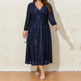 Women's Lantern Long Sleeved 2-5XL Fashion Designer Midi Dresses (Plus Size)