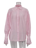 Women's Ruffled Transparent Fashion Designer Lantern S-L Long-Sleeve Tops-Women's Fashion Designer Long-Sleeve Tops-International Women's Clothing
