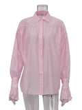 Women's Ruffled Transparent Fashion Designer Lantern S-L Long-Sleeve Tops-Women's Fashion Designer Long-Sleeve Tops-International Women's Clothing