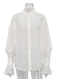 Women's Ruffled Transparent Fashion Designer Lantern S-L Long-Sleeve Tops-Women's Fashion Designer Long-Sleeve Tops-International Women's Clothing