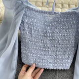 Women's Lantern Sleeve Off Shoulder Fashion Designer Long-Sleeve Tops-Women's Fashion Designer Long-Sleeve Tops