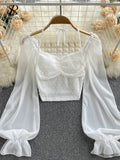 Women's Lantern Sleeve Off Shoulder Fashion Designer Long-Sleeve Tops-Women's Fashion Designer Long-Sleeve Tops