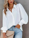 Women's Lapel Blouse 1-8XL Fashion Designer Long-Sleeve Tops (Plus Size)-Women's Fashion Designer Plus Size Long-Sleeve Tops-International Women's Clothing