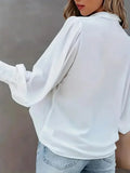 Women's Lapel Blouse 1-8XL Fashion Designer Long-Sleeve Tops (Plus Size)-Women's Fashion Designer Plus Size Long-Sleeve Tops-International Women's Clothing