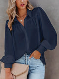 Women's Lapel Blouse 1-8XL Fashion Designer Long-Sleeve Tops (Plus Size)-Women's Fashion Designer Plus Size Long-Sleeve Tops-International Women's Clothing