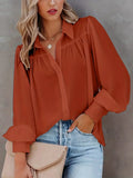 Women's Lapel Blouse 1-8XL Fashion Designer Long-Sleeve Tops (Plus Size)-Women's Fashion Designer Plus Size Long-Sleeve Tops-International Women's Clothing