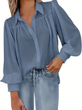 Women's Lapel Blouse 1-8XL Fashion Designer Long-Sleeve Tops (Plus Size)-Women's Fashion Designer Plus Size Long-Sleeve Tops-International Women's Clothing