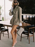 Women's Lapel Jacket Double Breasted S-L Fashion Designer Rompers