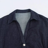Women's Lapel XS-L Denim Button Fashion Designer Dresses (Midi)