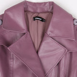 Women's Leather Nerazzurri Purple Designer Trench Coats (Plus Size)