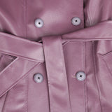 Women's Leather Nerazzurri Purple Designer Trench Coats (Plus Size)