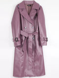 Women's Leather Nerazzurri Purple Designer Trench Coats (Plus Size)