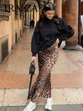 Women's Leopard High Waist Print Fashion Designer Skirts (Long)