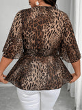 Women's Leopard Print Blouse 1-5XL Fashion Designer T-Shirts (Plus Size)-Women's Tops Fashion Designer Plus Size T-Shirts / Blouses-International Women's Clothing