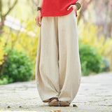 Women's Linen Fashion Designer Cotton 2-5XL Pants (Plus Size)-Women's Fashion Designer Plus Size Leggings / Pants-APRICOT-Women&#x27;s fashion designer plus size clothes