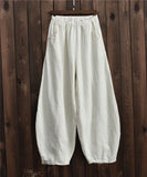 Women's Linen Fashion Designer Cotton 2-5XL Pants (Plus Size)-Women's Fashion Designer Plus Size Leggings / Pants-White-Women&#x27;s fashion designer plus size clothes