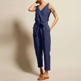 Women's Linen Cotton Fashion Designer 2-5XL Rompers (Plus Size)-Women's Plus Size Fashion Designer Rompers / Jumpsuits-International Women's Clothing