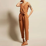 Women's Linen Cotton Fashion Designer 2-5XL Rompers (Plus Size)-Women's Plus Size Fashion Designer Rompers / Jumpsuits-International Women's Clothing