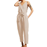Women's Linen Cotton Fashion Designer 2-5XL Rompers (Plus Size)-Women's Plus Size Fashion Designer Rompers / Jumpsuits-XL-Women&#x27;s fashion designer plus size clothes
