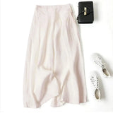 Women's Linen Cotton S-3XL Wide Leg Fashion Designer Pants-Women's Fashion Designer Plus Size Leggings / Pants-Beige-Women&#x27;s fashion designer plus size clothes