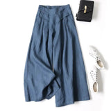 Women's Linen Cotton Wide Leg Fashion Designer Pants (Plus Size)