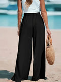 Women's Linen  L-2XL Fashion Designer Wide Leg Pants