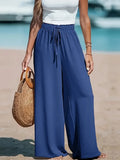 Women's Linen  L-2XL Fashion Designer Wide Leg Pants