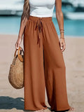 Women's Linen  L-2XL Fashion Designer Wide Leg Pants