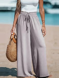 Women's Linen  L-2XL Fashion Designer Wide Leg Pants