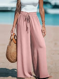 Women's Linen  L-2XL Fashion Designer Wide Leg Pants