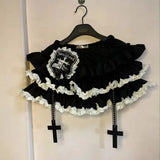 Women's Lolita Ruffle Lace Fashion Designer S-XL Mini Skirts (Short)