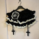 Women's Lolita Ruffle Lace Fashion Designer S-XL Mini Skirts (Short)